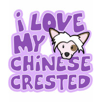 Kawaii I Love My Chinese Crested Ladies t-shirts