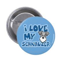 Kawaii I Love My Schnauzer Button