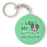 Kawaii I Love My Tri Color Australian Shepherd Keychains