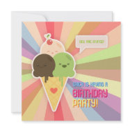 Kawaii Ice Cream Birthday Party invitation invitation