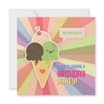 Kawaii Ice Cream Birthday Party invitation