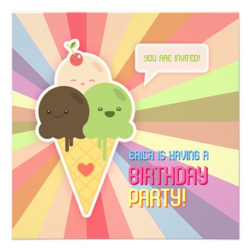Kawaii Ice Cream Birthday Party invitation