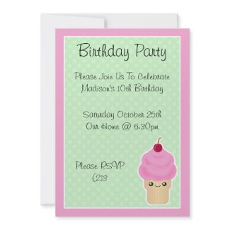 Kawaii Ice Cream Cone Birthday Party Invitations invitation