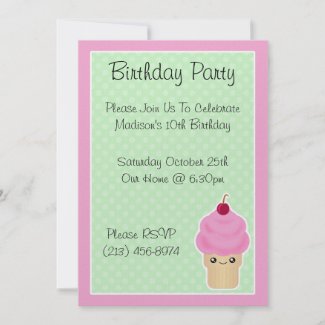 Kawaii Ice Cream Cone Birthday Party Invitations invitation