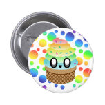 Kawaii Ice Cream Cone Rainbow Dots buttons