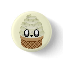 KAWAII ICE CREAM COOKIES & CREAM CONE PIN BUTTON