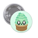 KAWAII ICE CREAM MINT CHOC CHIP CONE PIN BUTTON buttons
