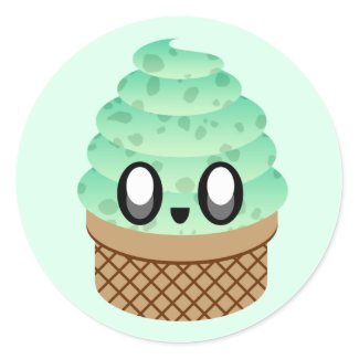 kawaii ice cream mint chocolate chip sticker