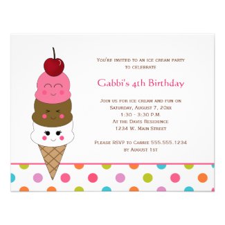 Kawaii Ice Cream Party Invitations
