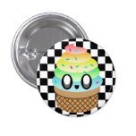 KAWAII ICE CREAM RAINBOW CONE CHECKERBOARD PIN buttons