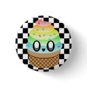 KAWAII ICE CREAM RAINBOW CONE CHECKERBOARD PIN buttons