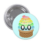 KAWAII ICE CREAM RAINBOW CONE PIN BUTTON