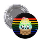 KAWAII ICE CREAM RAINBOW CONE STRIPES buttons