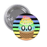 KAWAII ICE CREAM RAINBOW STRIPES buttons