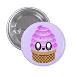 KAWAII ICE CREAM RASPBERRY CONE PIN BUTTON buttons