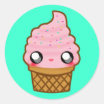 Kawaii Ice Cream Round Stickers