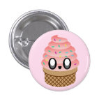 KAWAII ICE CREAM STRAWBERRY CONE PIN BUTTON buttons