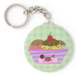 Kawaii Ice Cream Sundae Flavors Delicious Plaid keychains