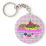 Kawaii Ice Cream Sundae Flavors Delicious Plaid keychains
