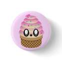 KAWAII ICE CREAM TUTTI FRUTTI CONE PIN BUTTON