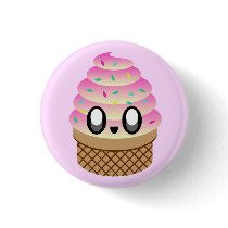 KAWAII ICE CREAM TUTTI FRUTTI CONE PIN BUTTON