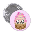 KAWAII ICE CREAM TUTTI FRUTTI CONE PIN BUTTON buttons