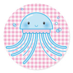 Kawaii jellyfish round stickers