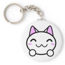 Kawaii Kitty Button Key Chain