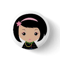 Kawaii Kokeshi Close Up Pin buttons