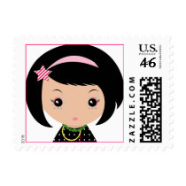 Kawaii Kokeshi Close Up Postage postage