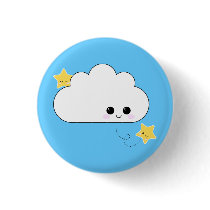 Kawaii Kokeshi Cloud Pin buttons