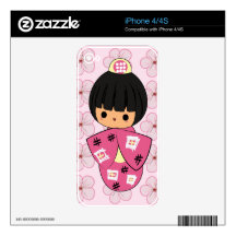 Kawaii Kokeshi Doll iPhone skin Decals For The iPhone 4S