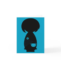 Kawaii Kokeshi Silhouette Note Card