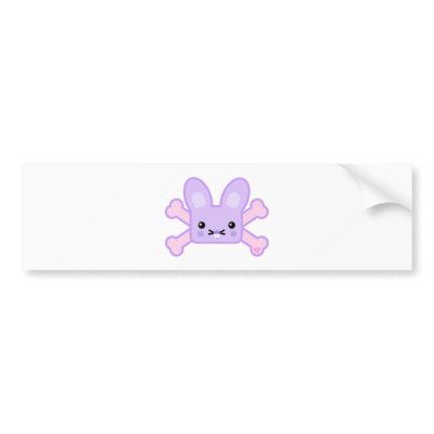 kawaii lavender crossbones bunny bumper stickers by doonidesigns