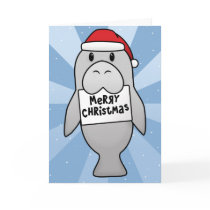 Kawaii Manatee Christmas Card