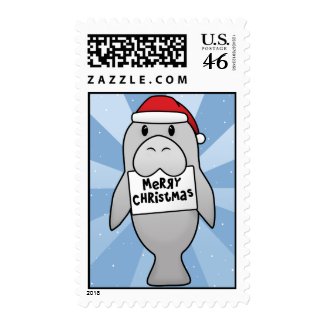Kawaii Manatee Christmas stamp
