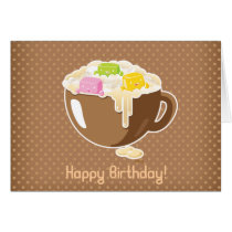 Kawaii Marshmallows Happy Birthday Card cards