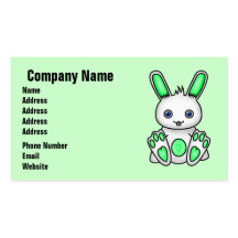 Kawaii Mint Green Bunny Business Card Template