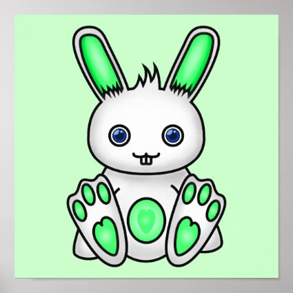 Kawaii Mint Green Bunny Print