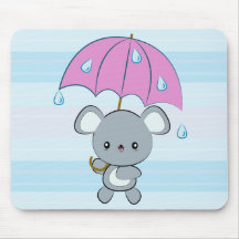 Kawaii Mouse and Umbrella Rainy Days Mousepad
