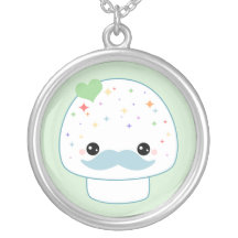 Kawaii Mushroom with Mustache Pendant