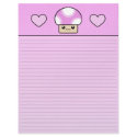 Kawaii Mushy Puffs Pink Mushroom Lined Letterhead
