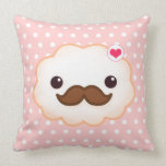 Kawaii mustache cloud on pink pillow