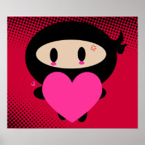 Kawaii Ninja Heart Print