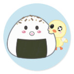 Kawaii "Onigiri" Rice Ball with Ejiki the Chick Round Sticker