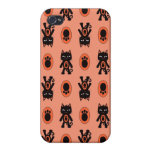 Kawaii Orange Cat and Paw Print Pattern iPhone 4/4S Cases