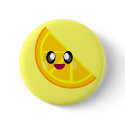 kawaii orange slice happy face cute! buttons