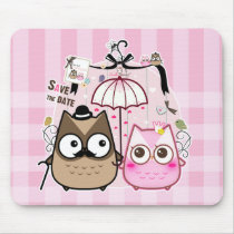 Kawaii owl couple mousepads