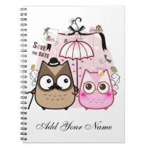 Kawaii owl couple - personalized notebooks