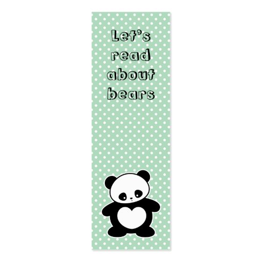 Kawaii panda bookmark business card (front side)